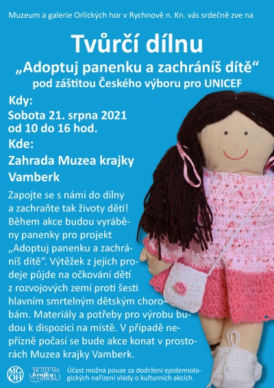Tvůrčí dílna ve spolupráci s Českým výborem pro UNICEF na téma „Adoptuj panenku a zachráníš dítě“